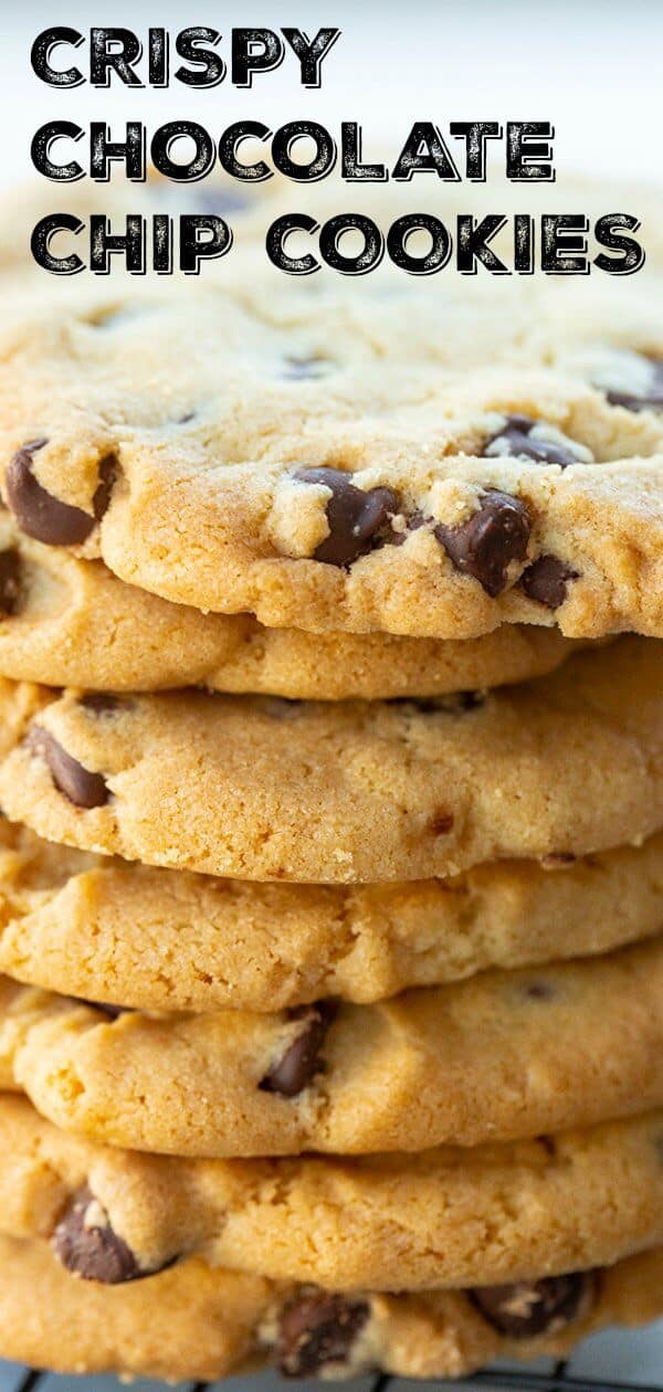 My absolute favorite chocolate chip cookie recipe, it makes buttery, crunchy, heavenly chocolate chip cookies! Simply to die for! #cookies #crispy #chocolatechip #chocolatechipcookies #baking #dessert #sweet #treat