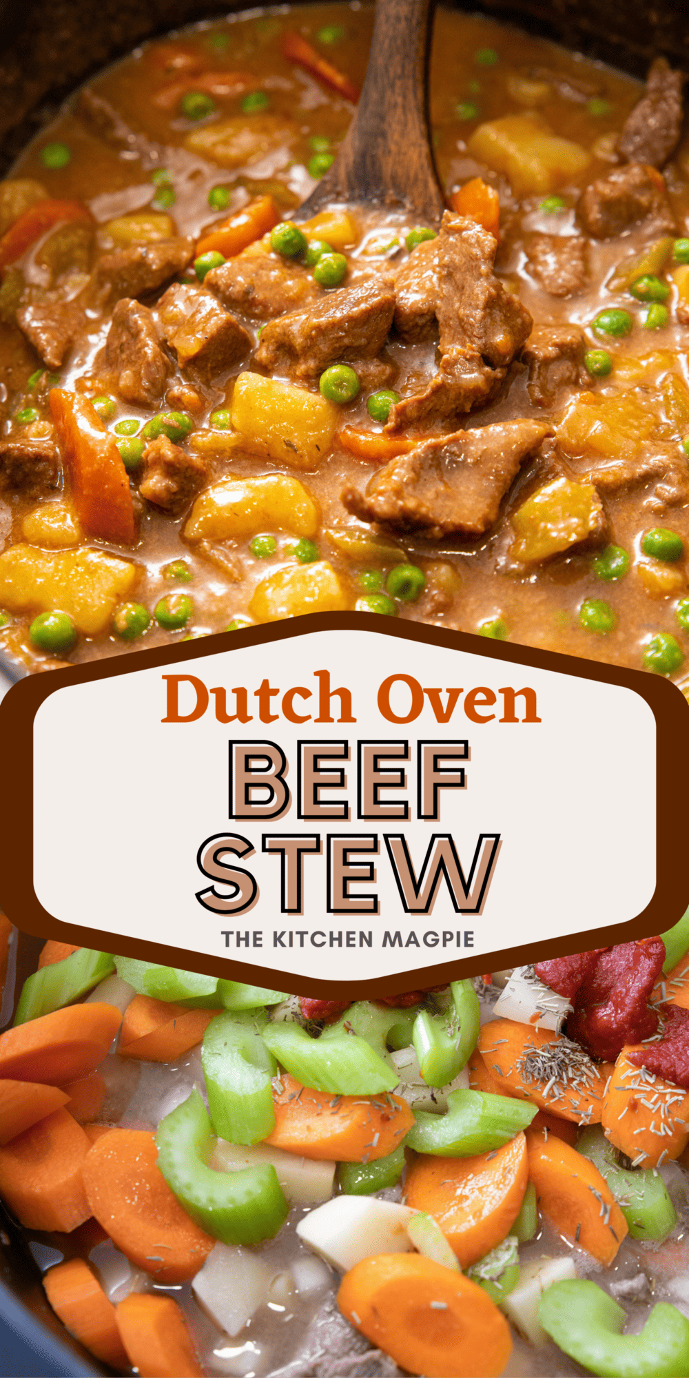Dutch oven beef stew Classic beef stew that is loaded with tender beef and vegetables in a homemade gravy, made in a Dutch oven.