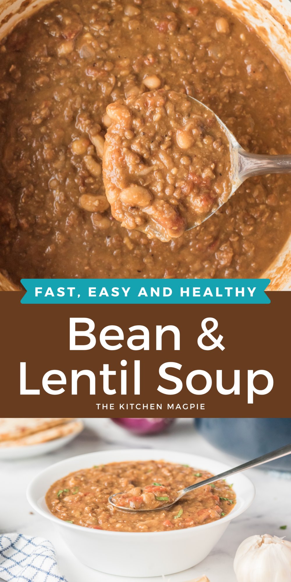 Spices, lentils, chickpeas, and beans all come together in an amazing soup that is tasty, vegetarian, and healthy.